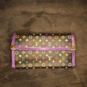 LOUIS VUITTON Black Multicolor Murakami Wallet